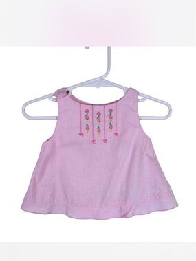 Carter's Light Pink Embroidered 6M Baby Linen Cotton Tank